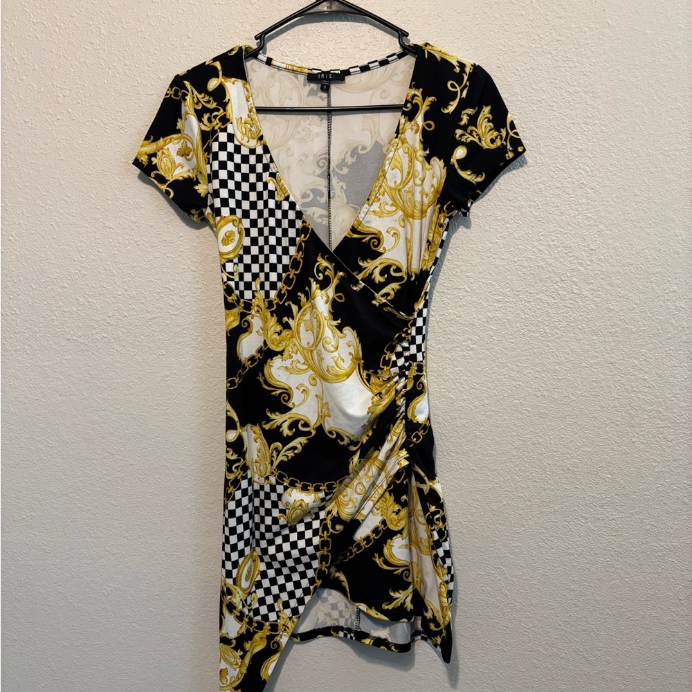 Iris Black and White Asymmetrical Bodycon Dress